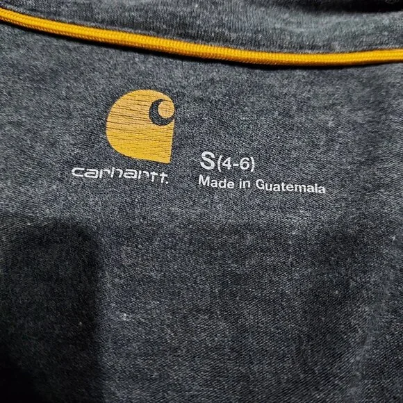 Carhartt Shirt Womens Small Long Sleeve Work 1/4 Zip Gray Fitted Thumb Holds - Picture 8 of 12